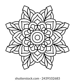 simple and easy floral shape mandala art for coloring book
