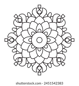 Einfache und einfache florale Form Mandala Design für Malbuch, Yoga-Logo
