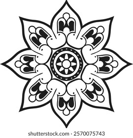 Simple Easy Flower Mandala Coloring Pages - Simple Mandala Pattern Coloring Pages Vector Outline