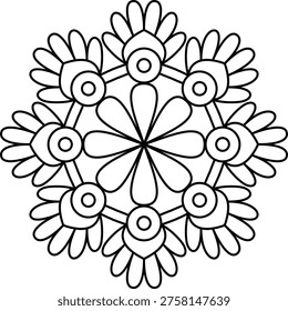 simple and easy mandala for coloring book, easy mandala 125
