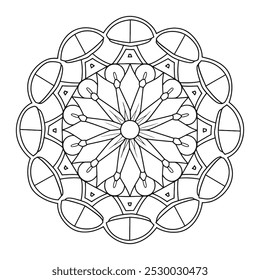 Página para colorear de mandala simple y fácil para principiantes, mayores y adultos - Círculo de mandalas Página para colorear a color - Contorno de Vector de mandala blanco y negro para Kdp.