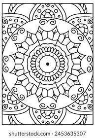 Simple and Easy mandala coloring pages - black and white mandala outline - mandalas vector