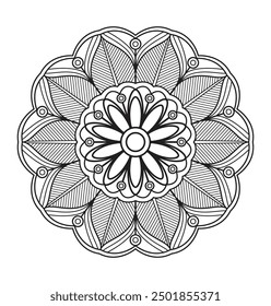Einfache und einfache mandala Färbung Seiten zum Färben - Mandalas Schwarz und Weiß Umrissmuster Vektor handgezeichnet