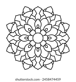 simple and easy mandala design for adults and kids coloring book, elegant mandala design
