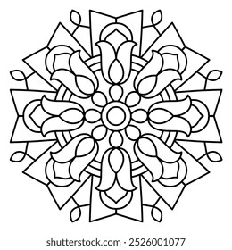 design de mandala simples e fácil com linhas limpas para livro de coloração, tatuagem e design de hena, design de mandala para adultos e crianças livro de coloração
