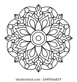 simple and easy mandala design for coloring book, henna design
