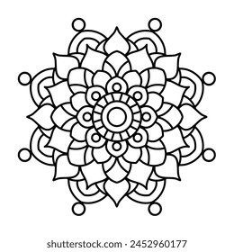 simple and easy mandala design for coloring book, yoga yoga, relaxing mandala art
