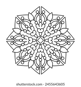 simple and easy mandala design for coloring book, simple mandala art
