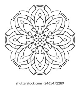 simple and easy mandala design for coloring book, relaxing and simple mandala art
