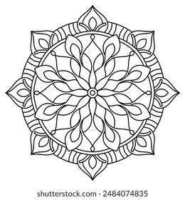 simple and easy mandala design for coloring book, tattoo and henna design, creative mandala art for adults and kids coloring book
