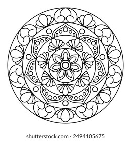Diseño simple y fácil de mandala para colorear páginas , adorno redondo étnico