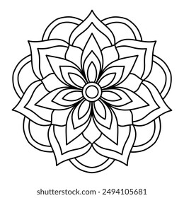 Simple and easy mandala design for coloring pages , ethnic round ornament