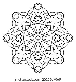 Diseño simple y fácil del mandala para colorear el libro, arte de la pared, diseño del azulejo, arte del mandala en el fondo blanco
