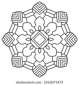 simple and easy mandala design for coloring book page , creative mandala art for wall art
