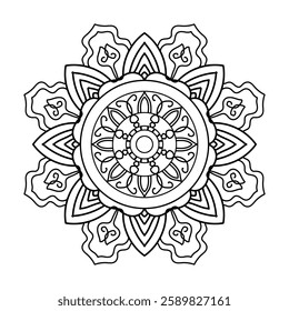 simple and easy mandala design for coloring book, yoga yoga, relaxing mandala