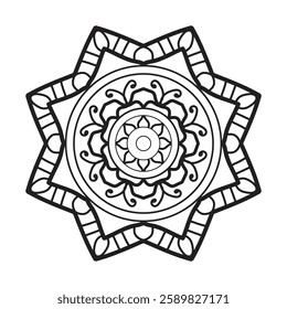 simple and easy mandala design for coloring book, yoga yoga, relaxing mandala