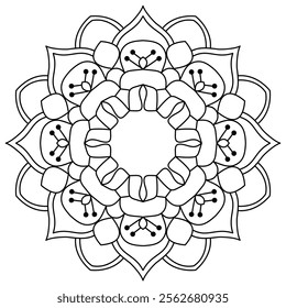 simple and easy mandala design for kids and adults coloring book, creative mandala art for henna and tattoo design
