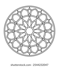 Simples e fácil Mandala vetor colorir página a cores - preto e branco Mandala contorno círculo para KDP.