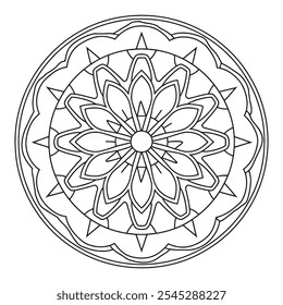 Simples e fácil Mandala vetor colorir página a cores - preto e branco Mandala contorno círculo para KDP.