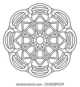 Simples e fácil Mandala vetor colorir página a cores - preto e branco Mandala contorno círculo para KDP.