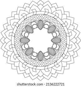 Simple Easy mandalas for relaxation, meditation coloring, Basic mandala in circle floral shape for beginner