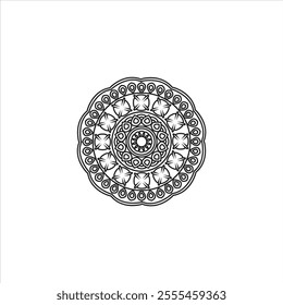 Simple and easy round vector black and white Mandala for a New Year greeting card.