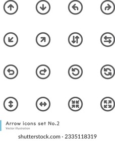 Einfache und einfach zu verwendende, umrunzelte Pfeilsymbol-Set ideal für Produktdesign, App-Entwicklung und Programmierung