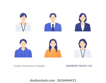 Simple and easy to use icons of men and women. Vector illustration of a young business person.