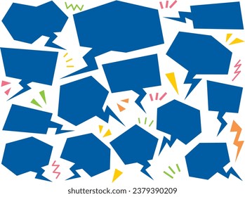 Simple and easy to use set of blue speech bubbles with zigzag tails