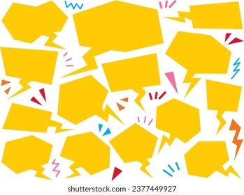 Simple and easy to use set of yellow speech bubbles with zigzag tails