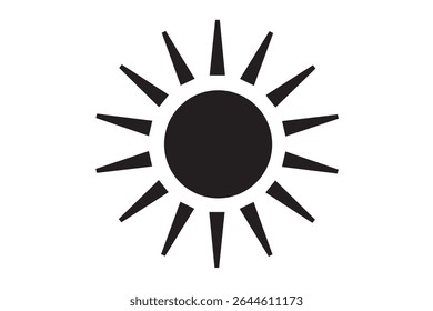Un icono de sol blanco y negro simple y fácil de usar