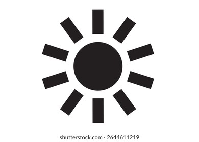 Un icono de sol blanco y negro simple y fácil de usar