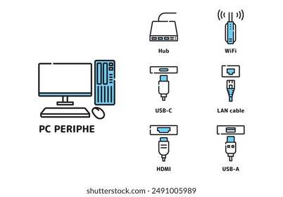 Conjunto de iconos relacionados con el ordenador simple y fácil de usar