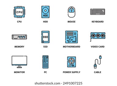 Simple and easy-to-use computer-related icon set