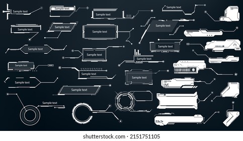 Conjunto de marcos simple y fácil de usar. Títulos de llamadas. Etiquetas de barra de llamadas, barras de cajas de llamadas de información e información digital moderna. Plantillas de diseño de cuadros de información digital. Ilustración del vector