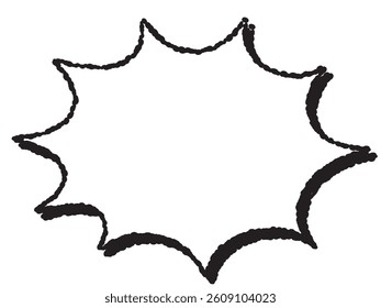 A simple and easy-to-use hand-drawn black and white exploded speech bubble