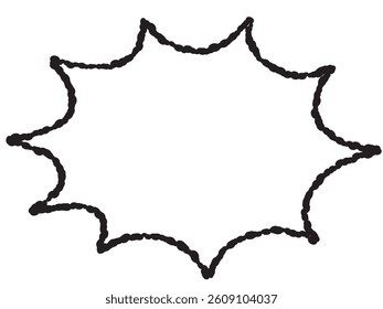A simple and easy-to-use hand-drawn black and white exploded speech bubble
