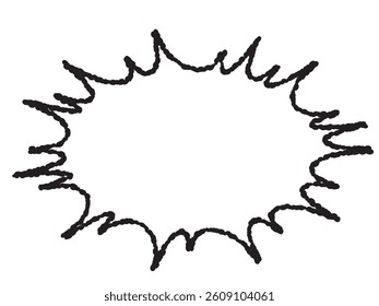 A simple and easy-to-use hand-drawn black and white exploded speech bubble