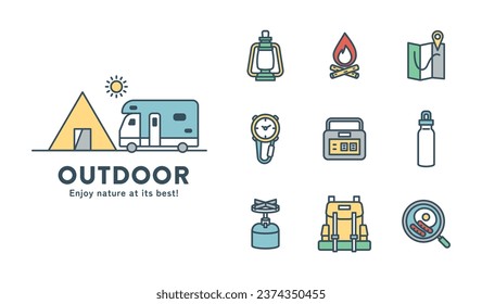 Ein einfaches und einfach zu bedienendes Icon-Set für Camping- und Outdoor-Aktivitäten.