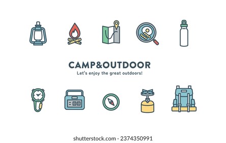 Ein einfaches und einfach zu bedienendes Icon-Set für Camping- und Outdoor-Aktivitäten.