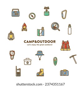 Ein einfaches und einfach zu bedienendes Icon-Set für Camping- und Outdoor-Aktivitäten.