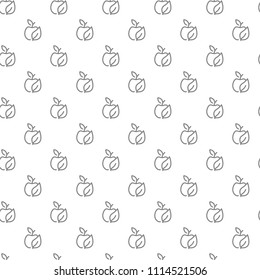 Simple eco apple seamless pattern with various icons and symbols on white background flat vector illustration