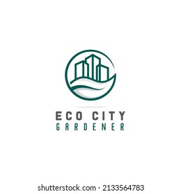 simple eco city gardener logo in style linear vector illustration, modern city greening logo design, business real estate vector template