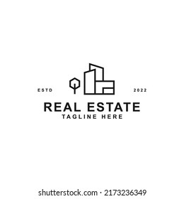 simple eco estate logo design vector inspiration. modern homespire mortgage logo vector design template with outline, minimalist and elegant styles isolated on white background.