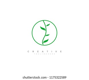Simple Eco Floral Leaf Monogram Circle Logo