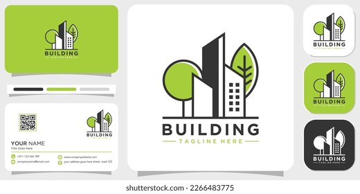 Simple Eco friendly Real estate logo and icon design concept