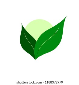 Simple eco logo with green leaves