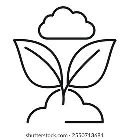 Simple ecology icon representing the concept of green cloud computing using renewable energy