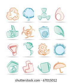 Simple Ecology and Recycling icons - Vector Icon Set