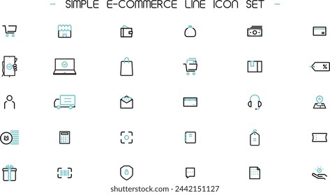 Simple e-commerce line icon set (blue)